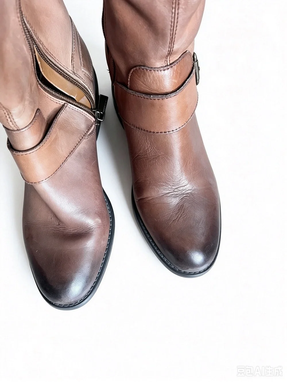 Vince Camuto Burnished Ombré Brown Leather just Over-the-Knee Riding Boots Size6